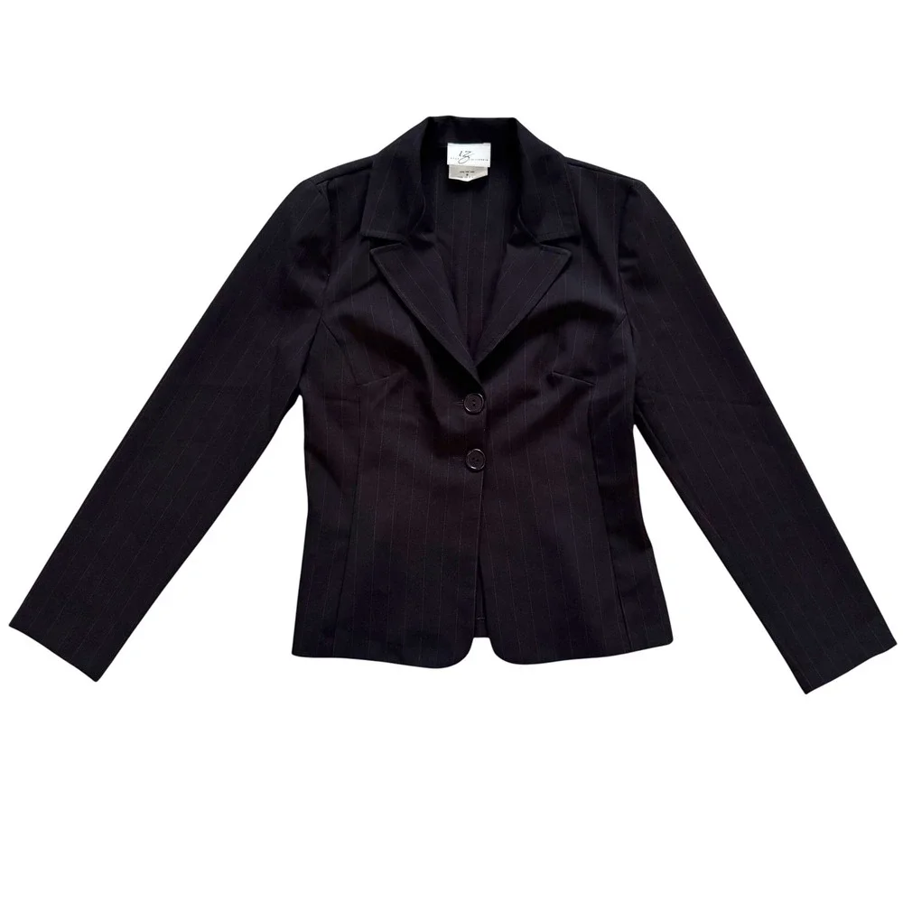VTG BYER California Women's Black Pinstripe Blazer Medium USA Vintage Y2K Preppy